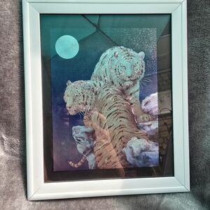 Tiger foil picture in white frame